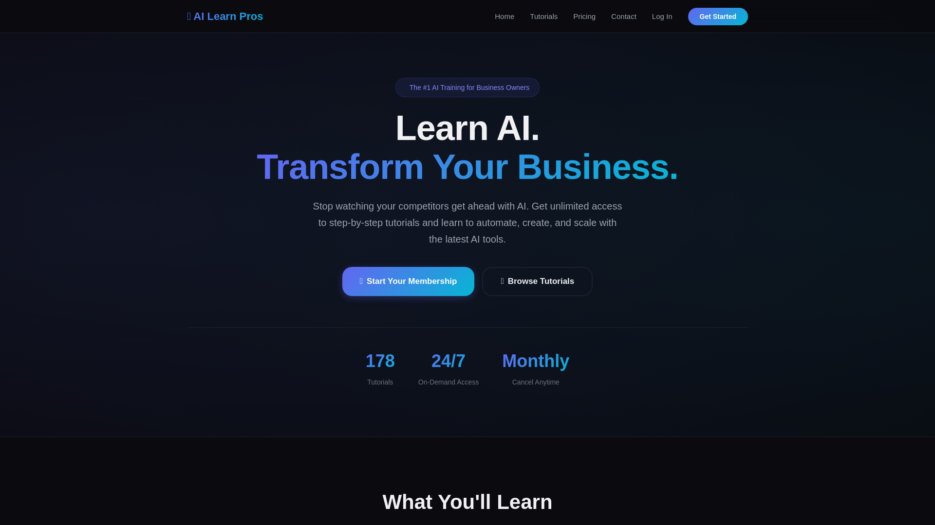 website screenshot of https://ailearnpros.com/