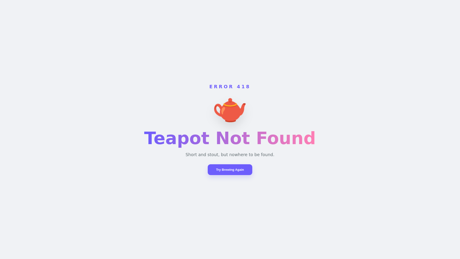 website screenshot of https://teapot-not-found.com/