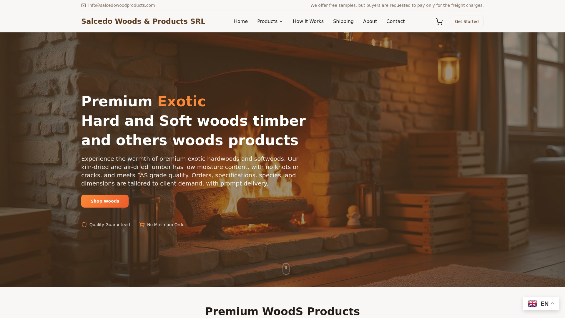 website screenshot of https://salcedowoodproducts.com