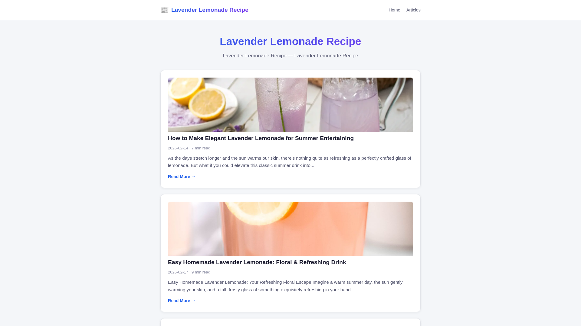 website screenshot of https://lavender-lemonade-recipe.pages.dev/