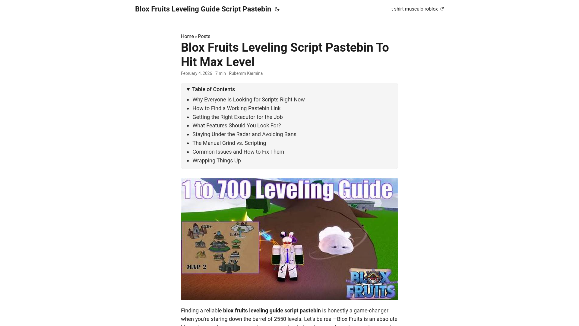 website screenshot of https://blox-fruits-leveling-guide-script-pastebin.pages.dev/