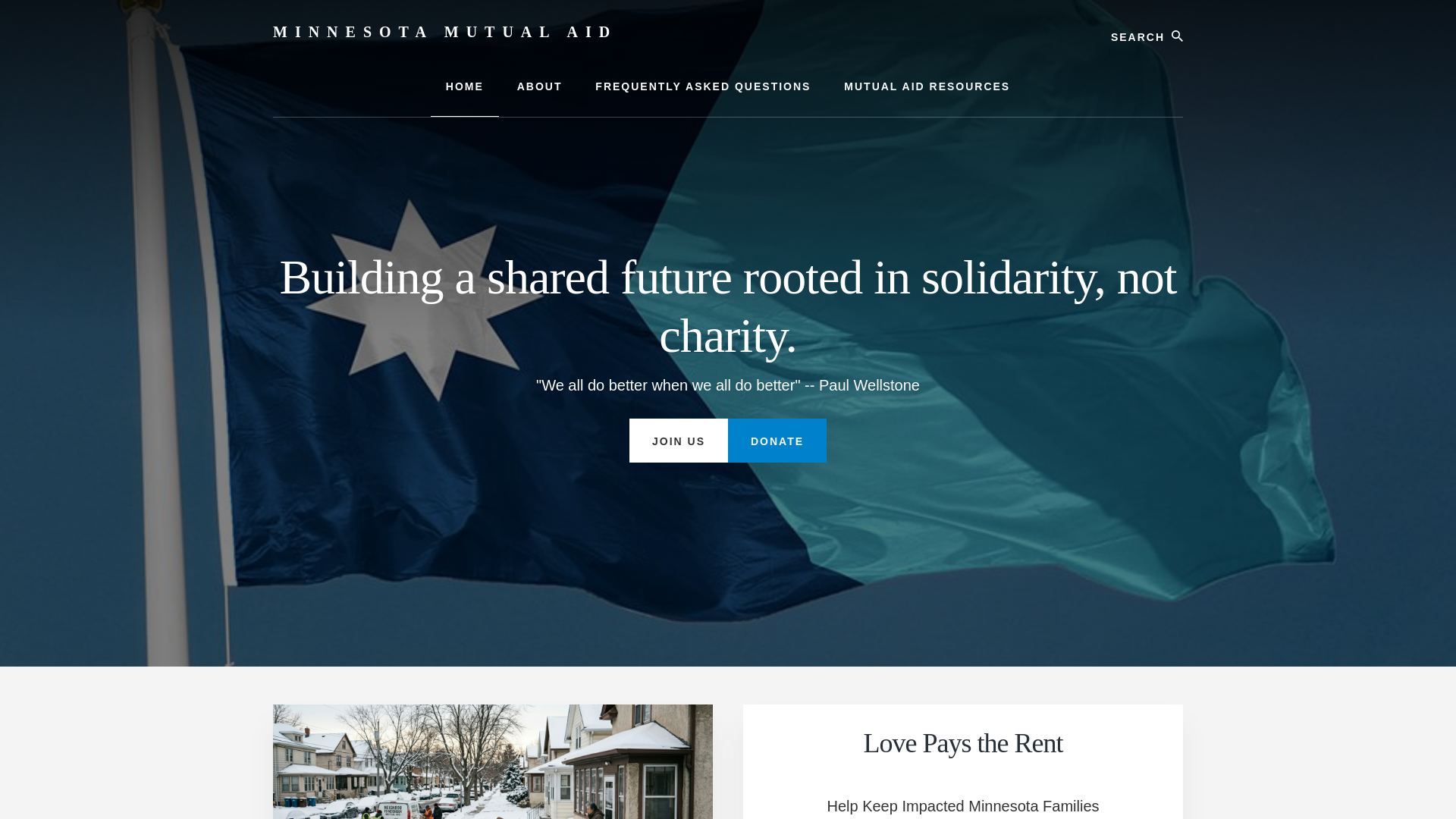 website screenshot of https://mnmutualaid.org/