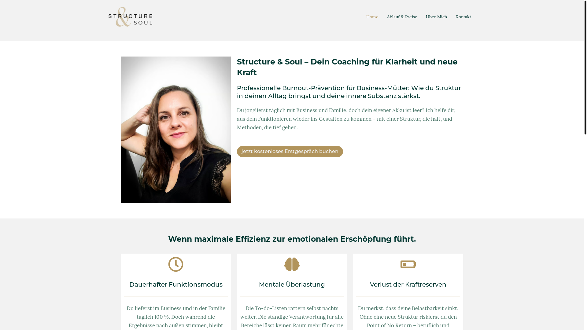 website screenshot of https://structure-and-soul-coaching.de/