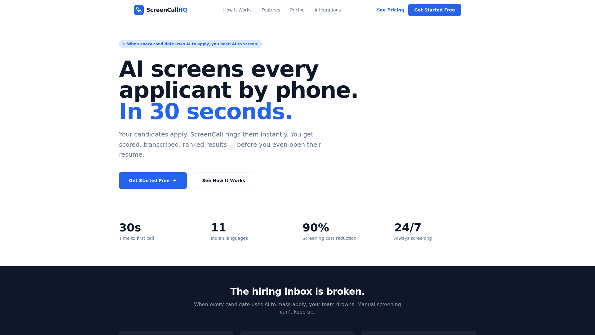 website screenshot of https://screencallhq.pages.dev/