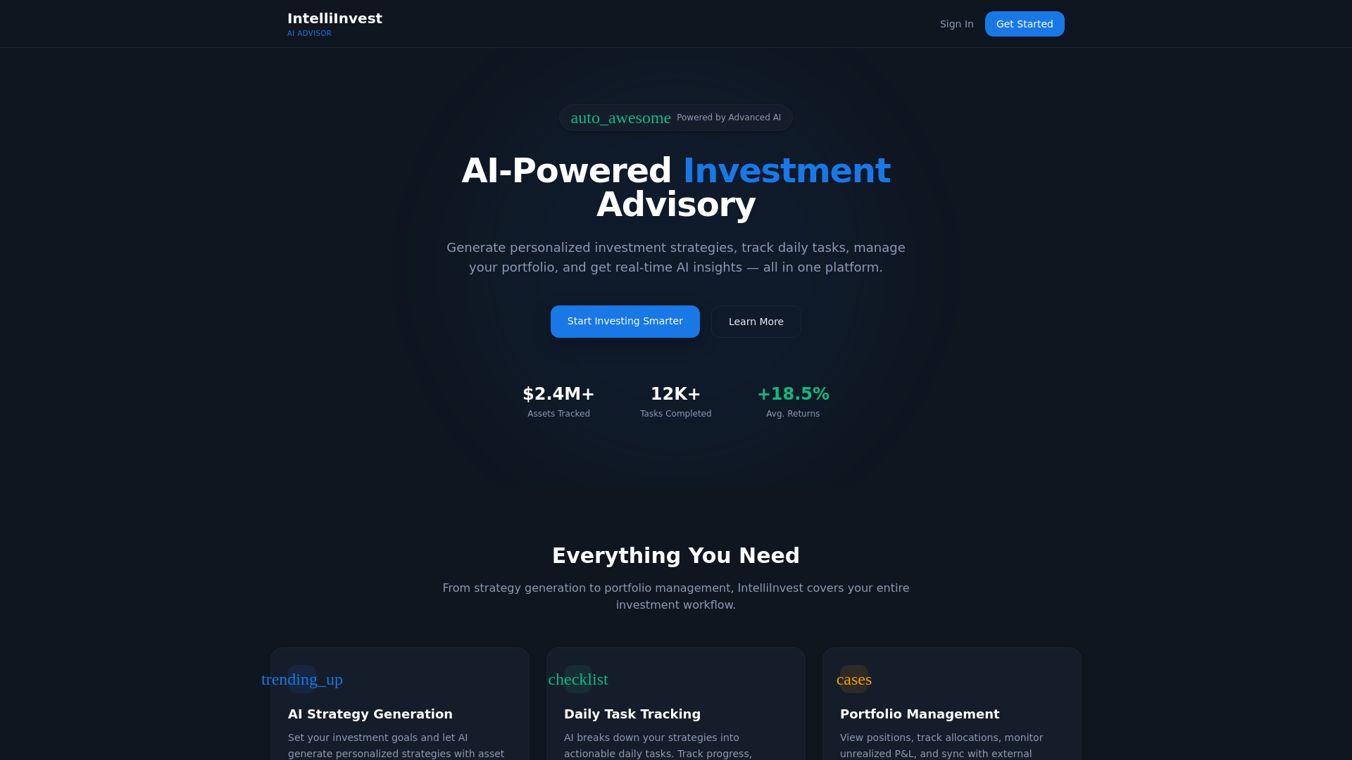 website screenshot of https://intellinvest-web.pages.dev/
