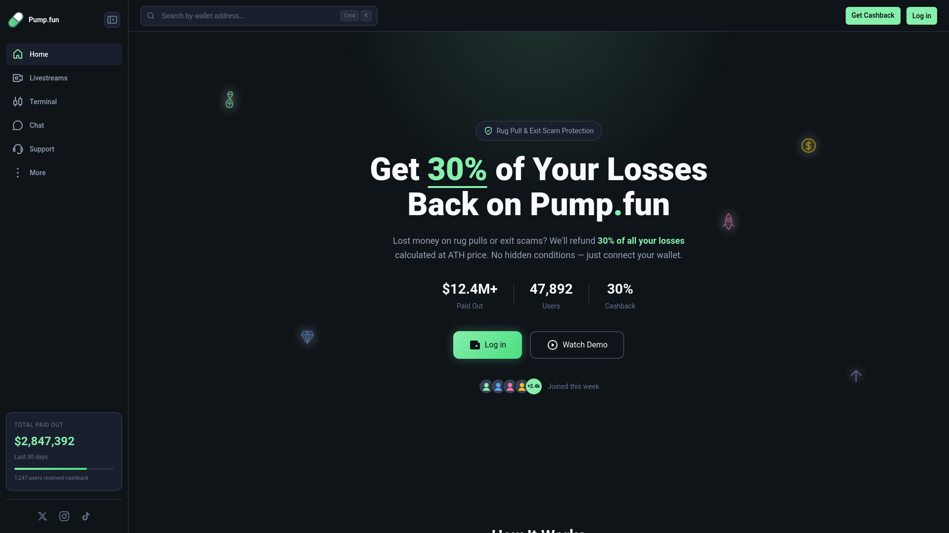 website screenshot of https://rugspull-pump.fun