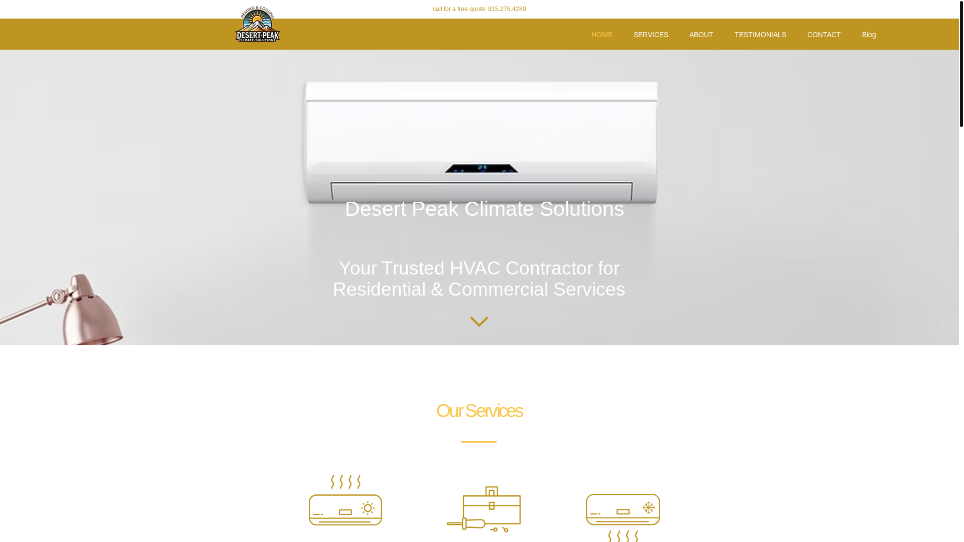 website screenshot of https://desertpeakac.com/