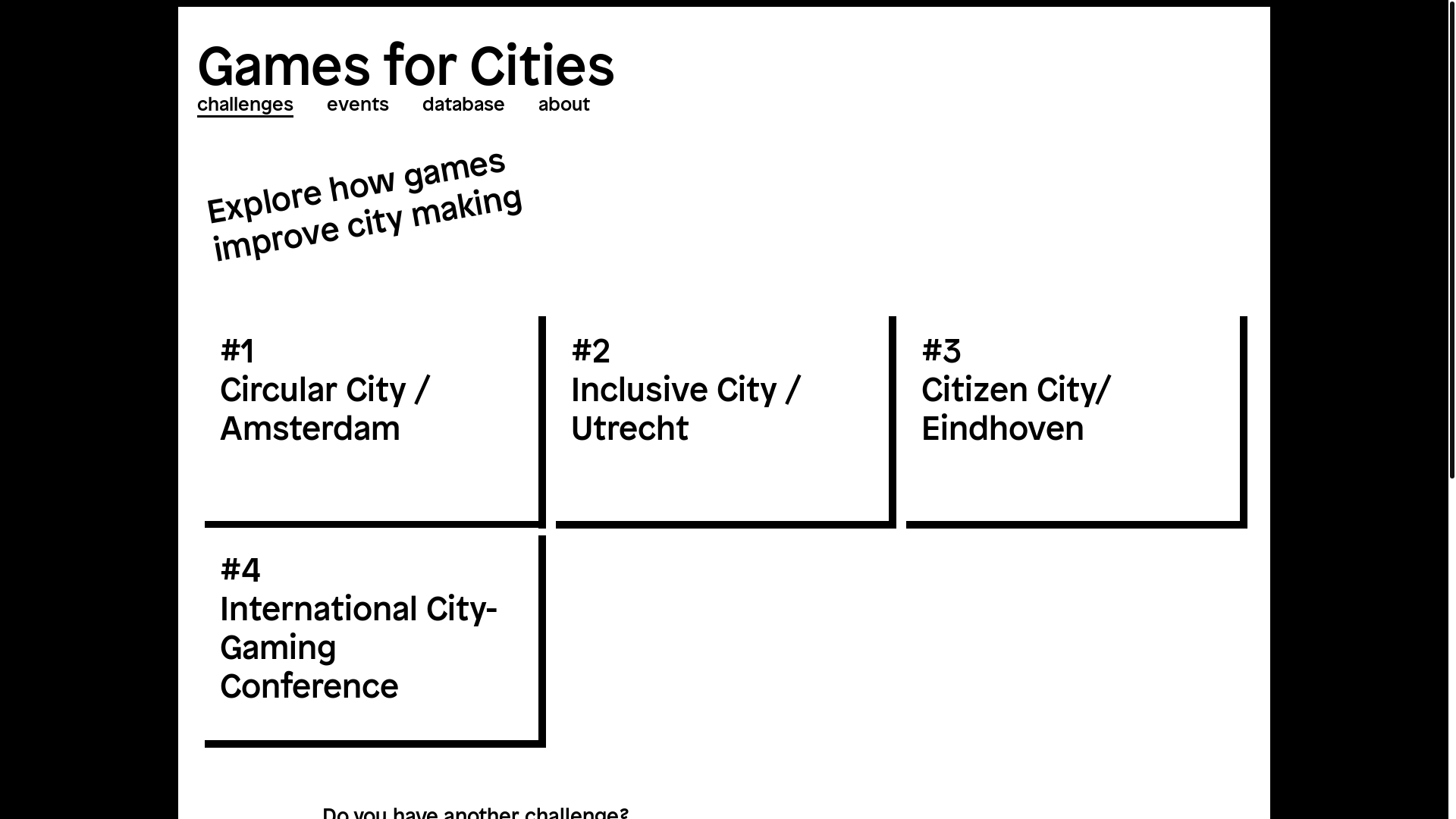 website screenshot of https://gamesforcities.com/