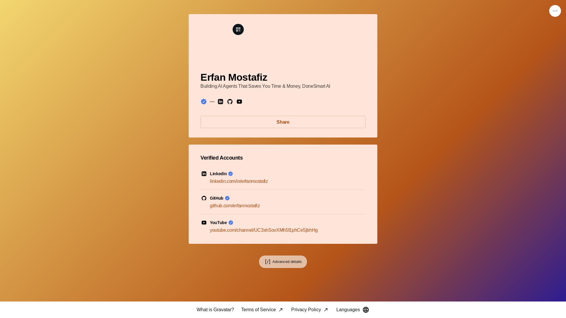 website screenshot of https://erfanmostafiz.bio/