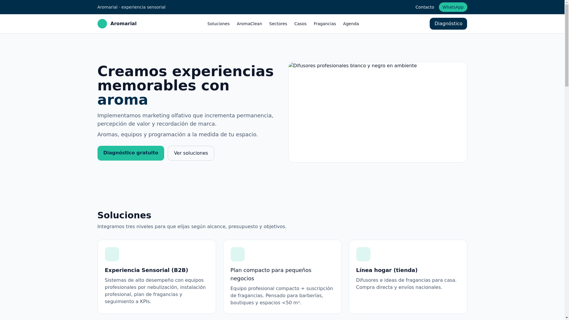 website screenshot of https://aromarial.co/