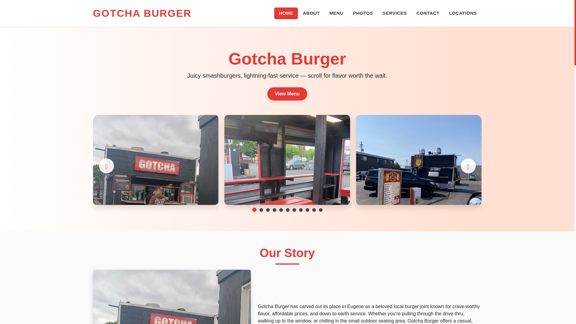 website screenshot of https://gotcha-burger-website.pages.dev/