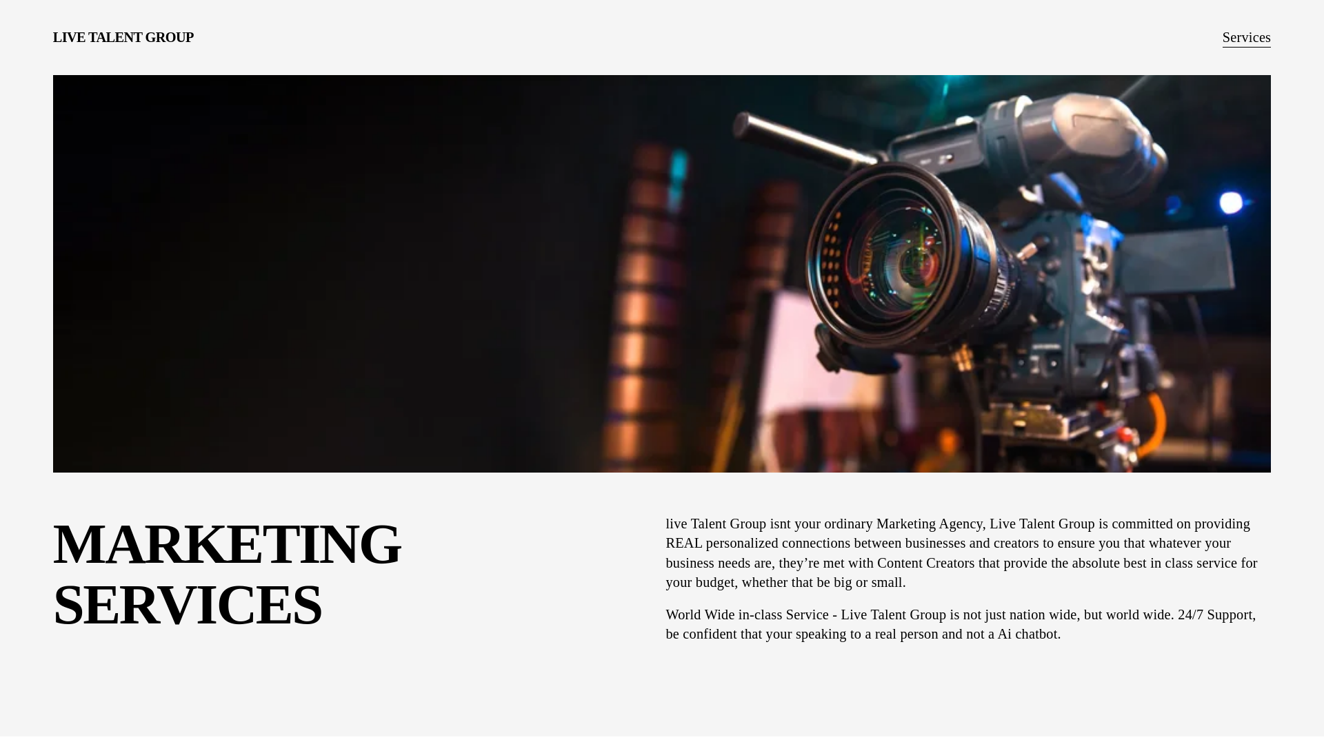 website screenshot of https://livetalentgroup.com/