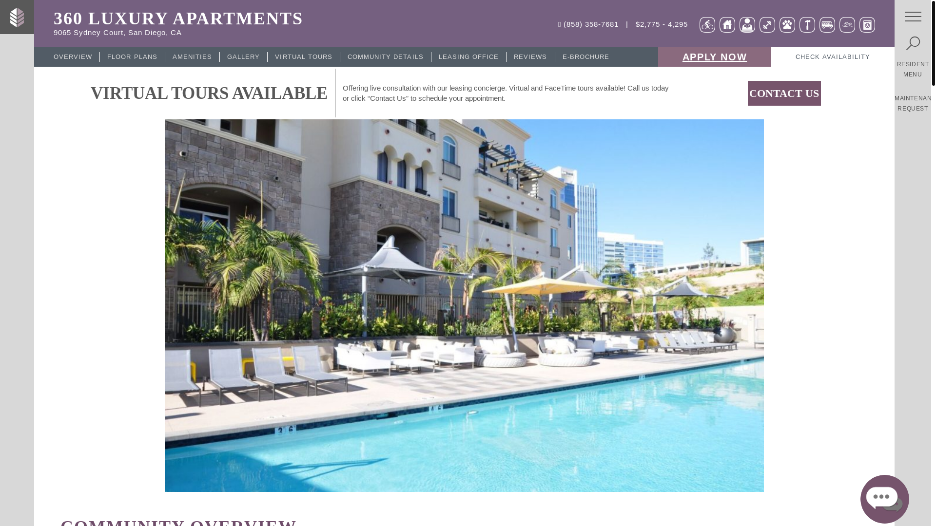 website screenshot of https://360luxuryapartments.com/