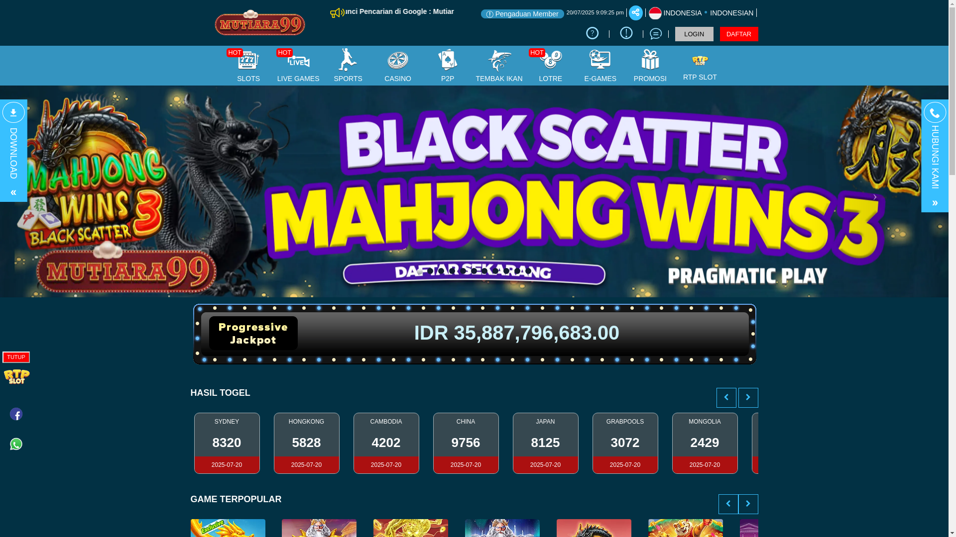website screenshot of https://mutiara99f.sbs/