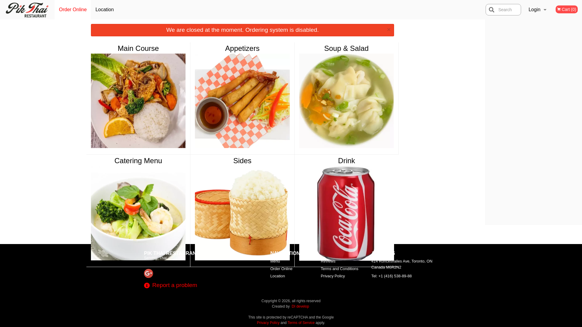 website screenshot of https://pikthairestaurant.com/