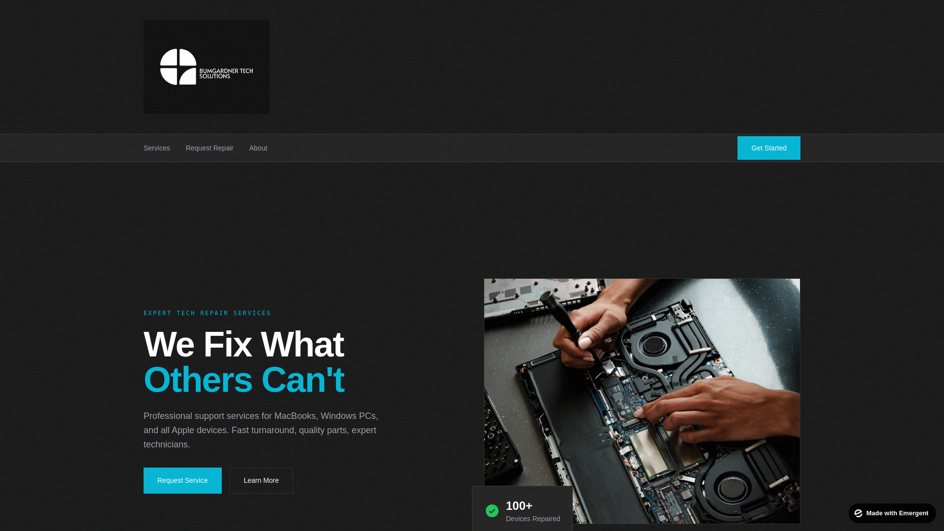 website screenshot of https://bumgardnertechsolutions.org