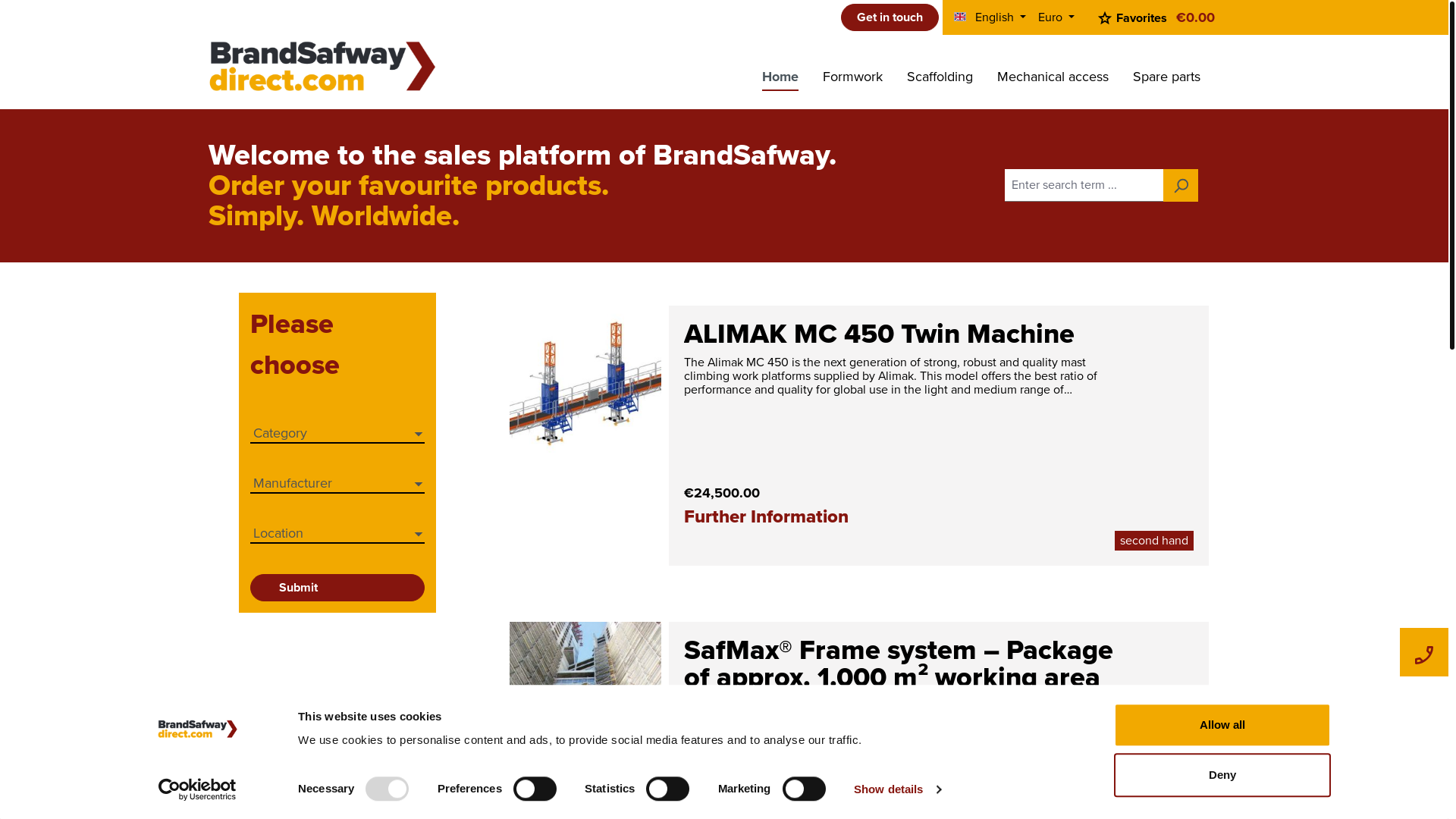 website screenshot of https://www.brandsafwaydirect.com/