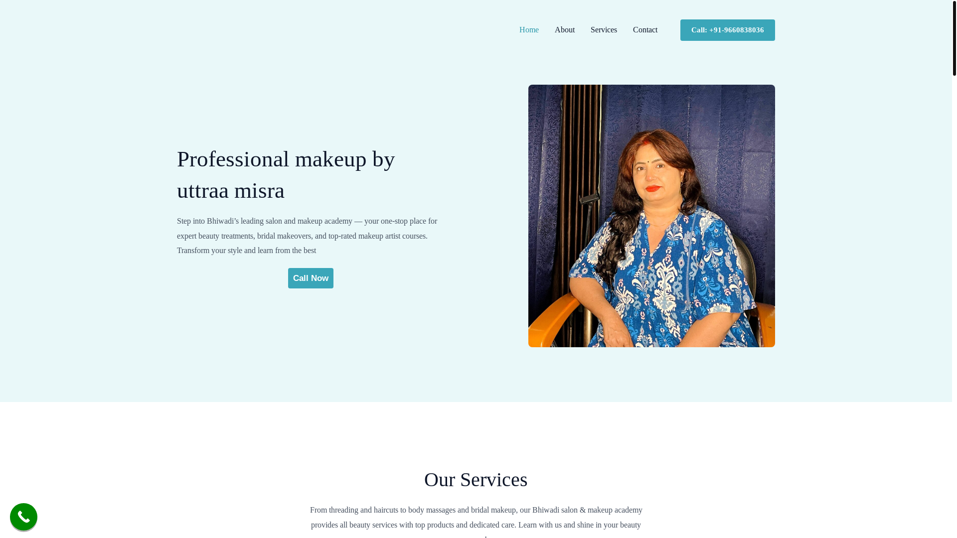 website screenshot of https://makeupacademybhiwadi.in/