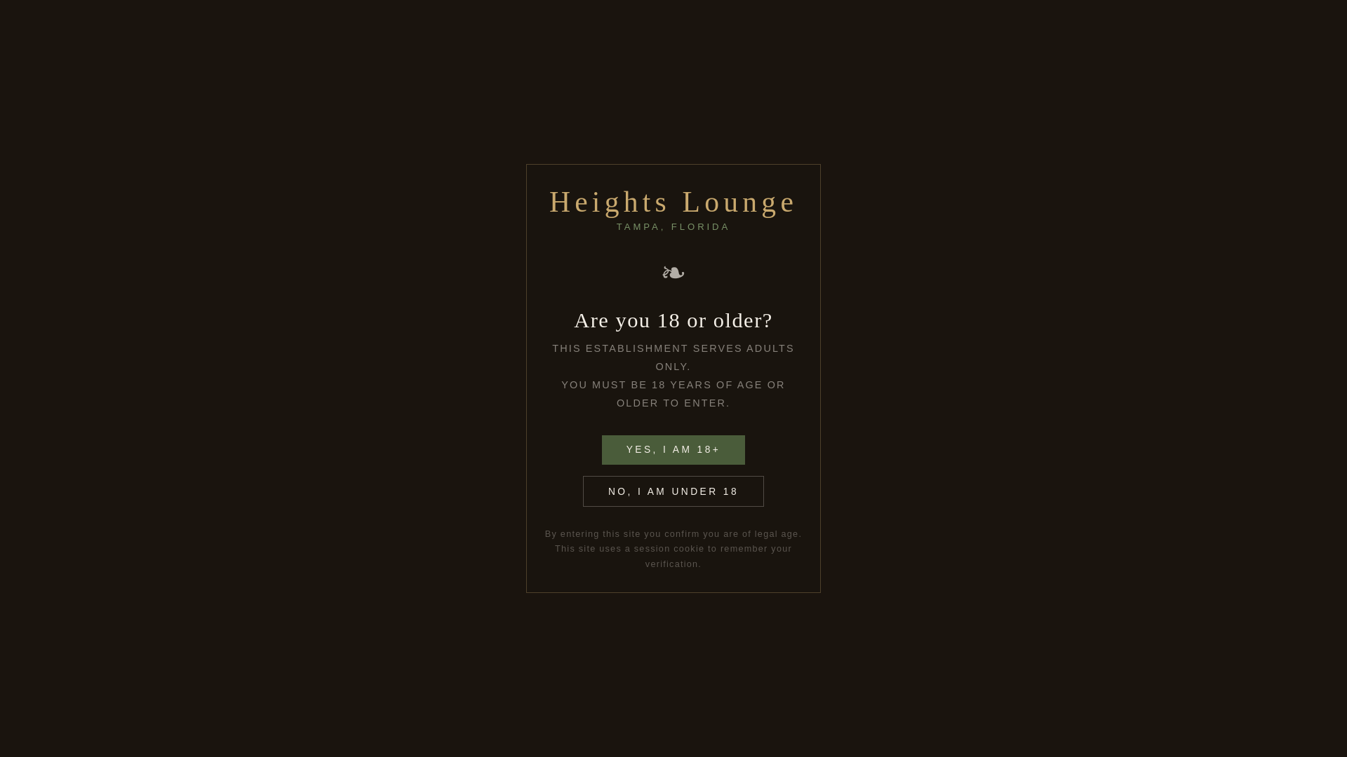 website screenshot of https://heightsloungetampa.com/