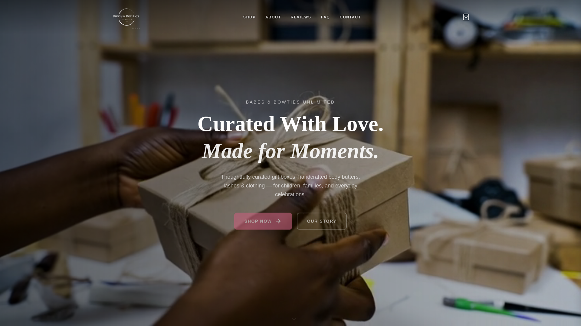 website screenshot of https://babesandbowties.com