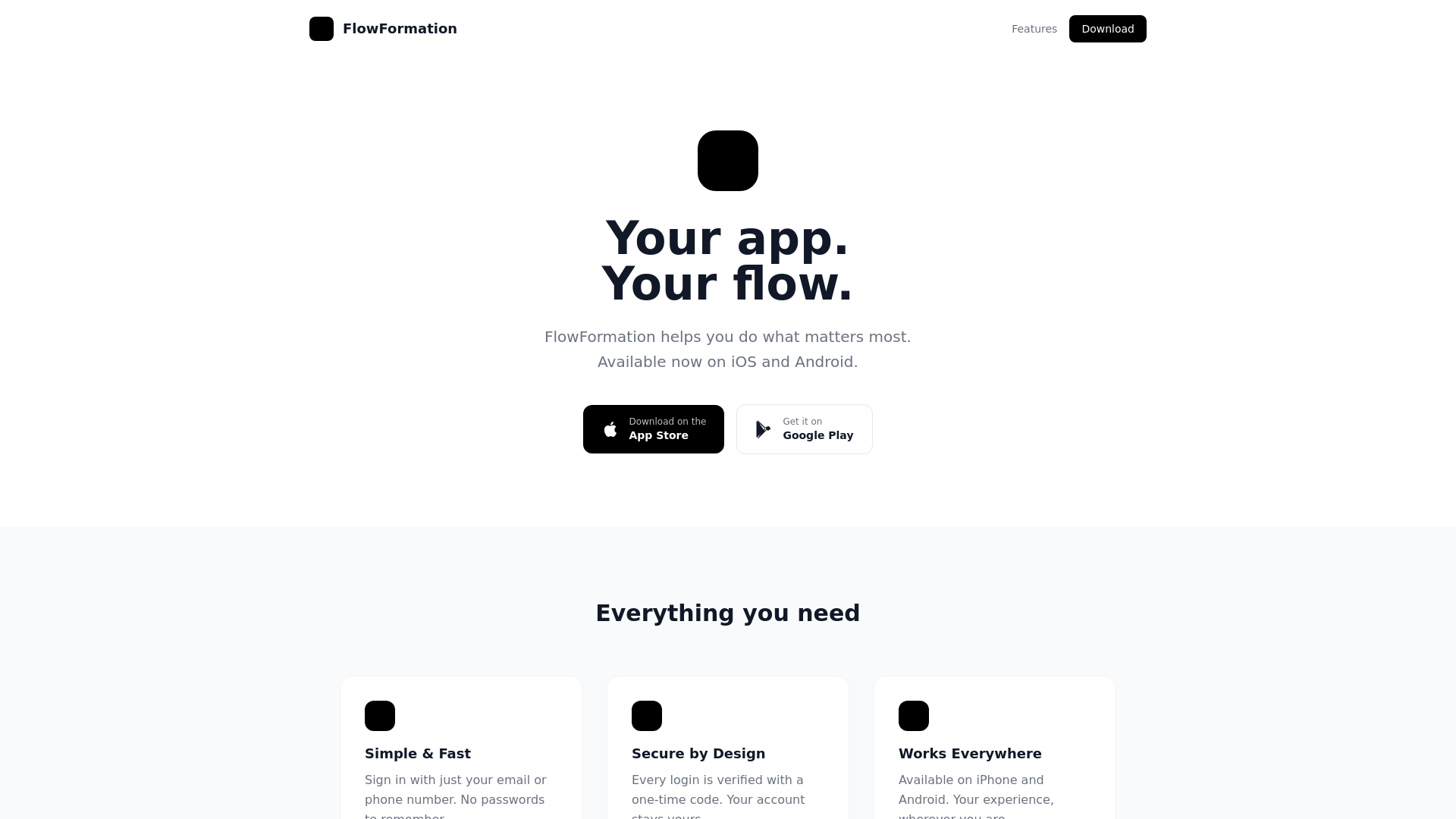 website screenshot of https://flowformation.app/