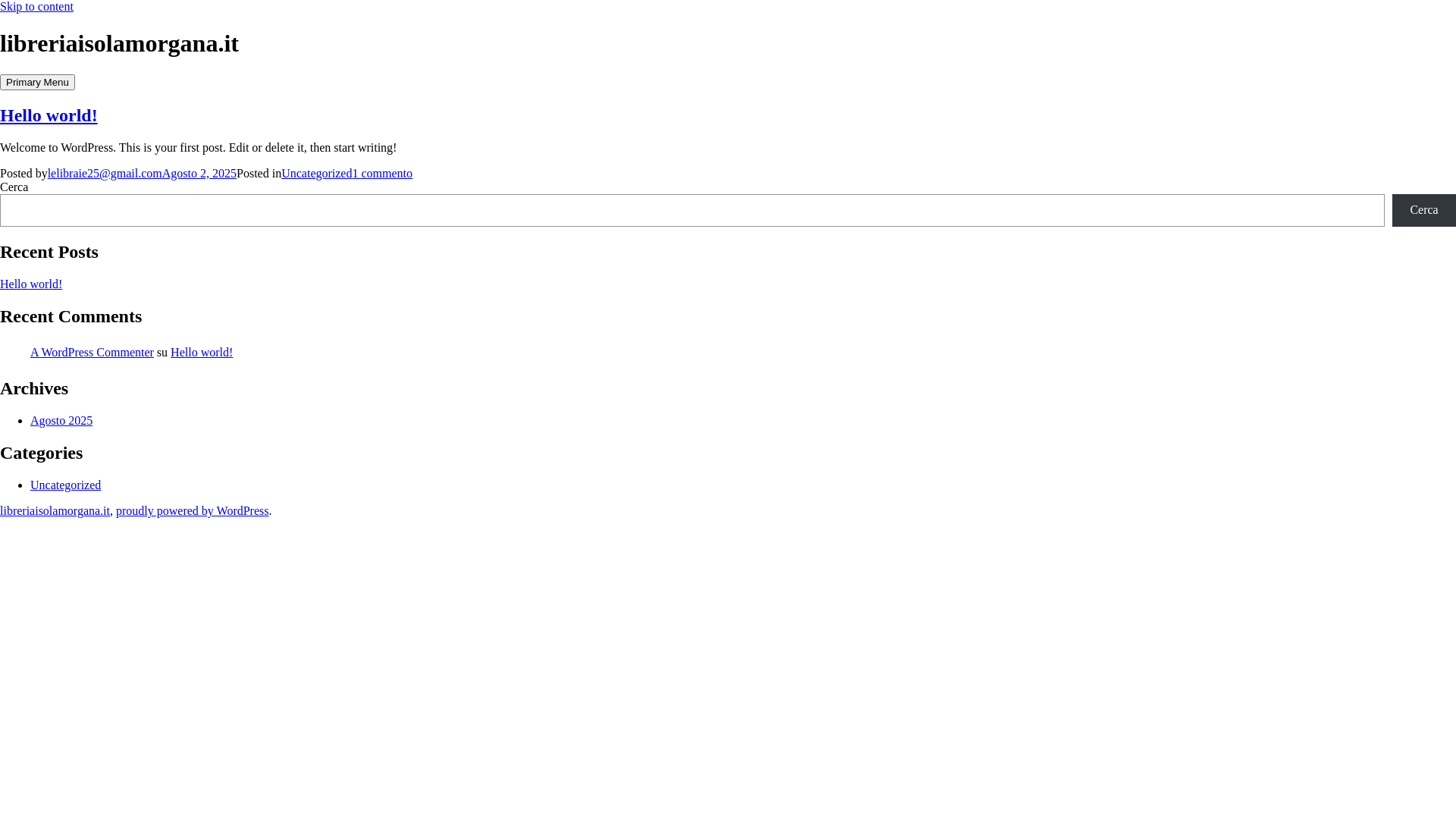 website screenshot of https://libreriaisolamorgana.it/