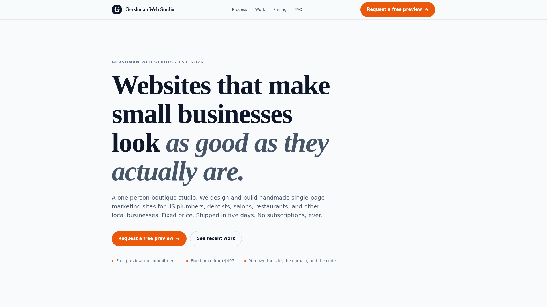 website screenshot of https://gershman-web-studio.pages.dev/