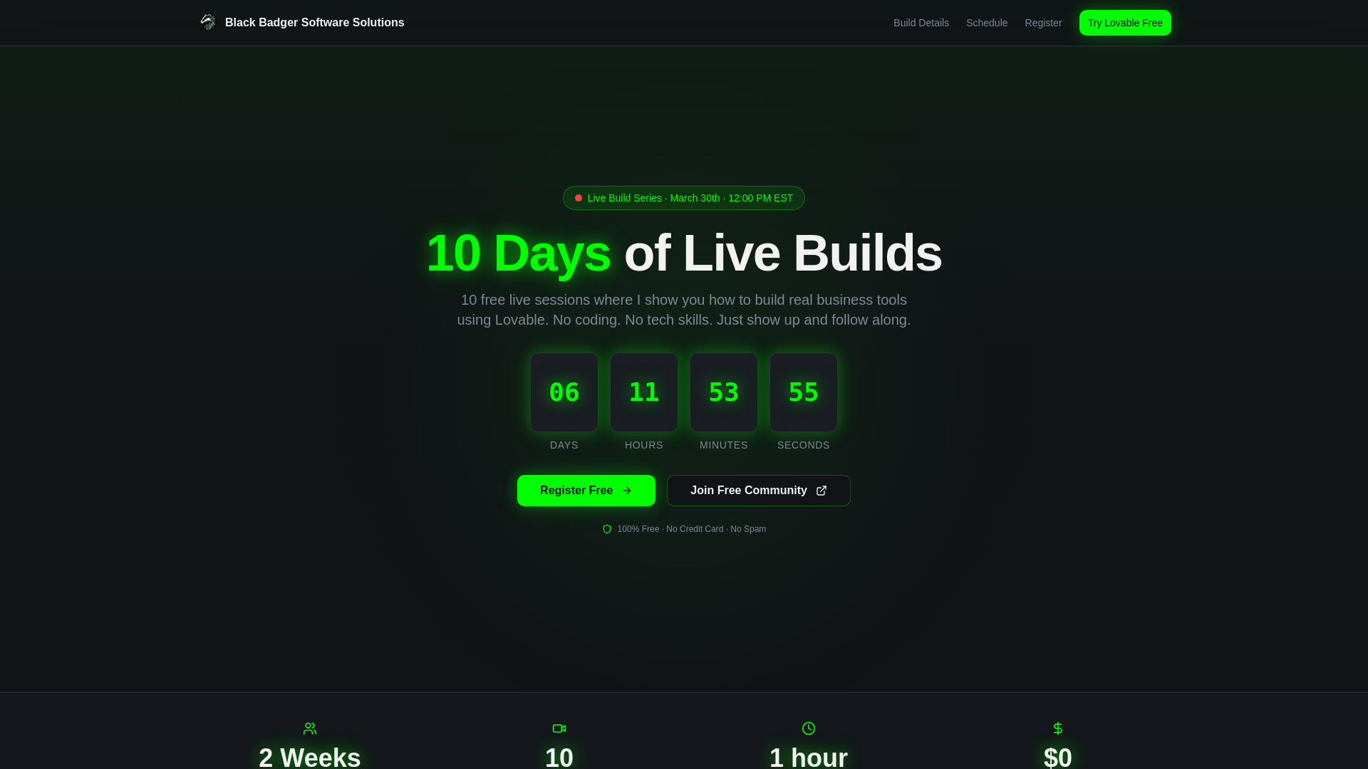 website screenshot of https://tryblackbadger.co/