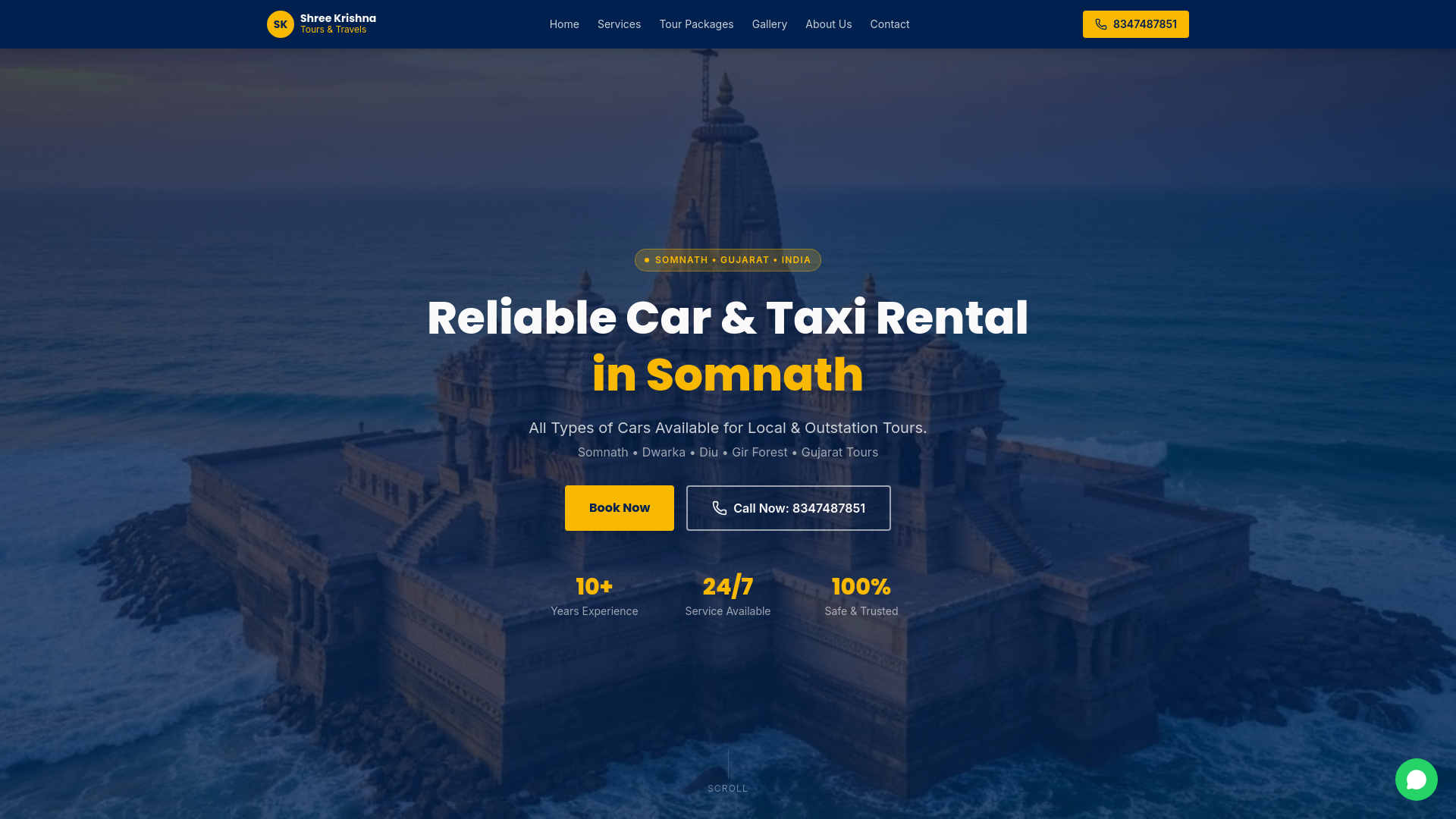 website screenshot of https://shreekrishnatourstravels.site