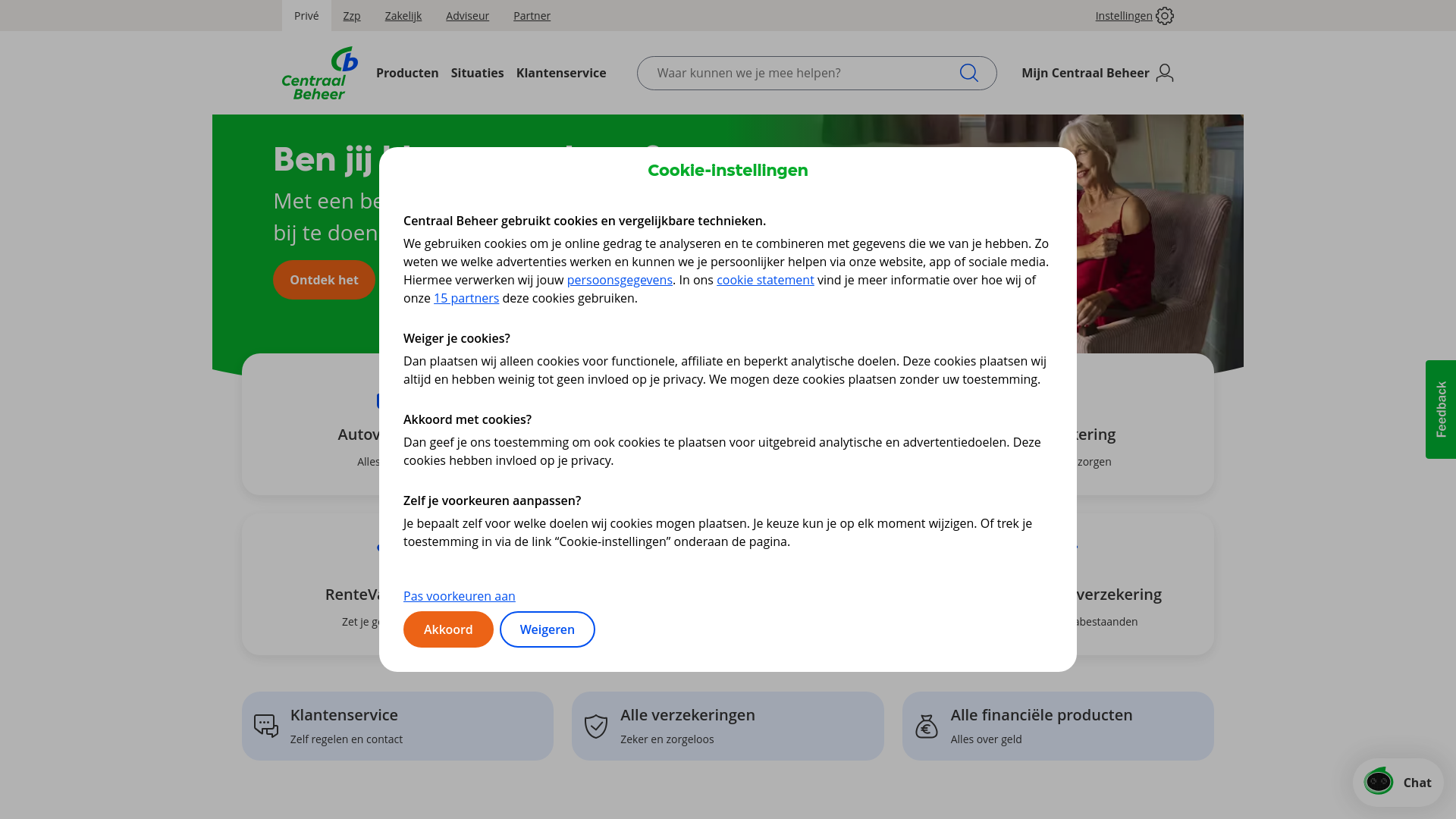 website screenshot of https://www.centraalbeheer.nl