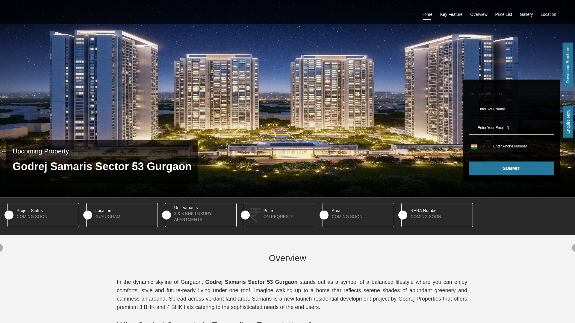 website screenshot of https://godrejsamarissector53gurgaon.com