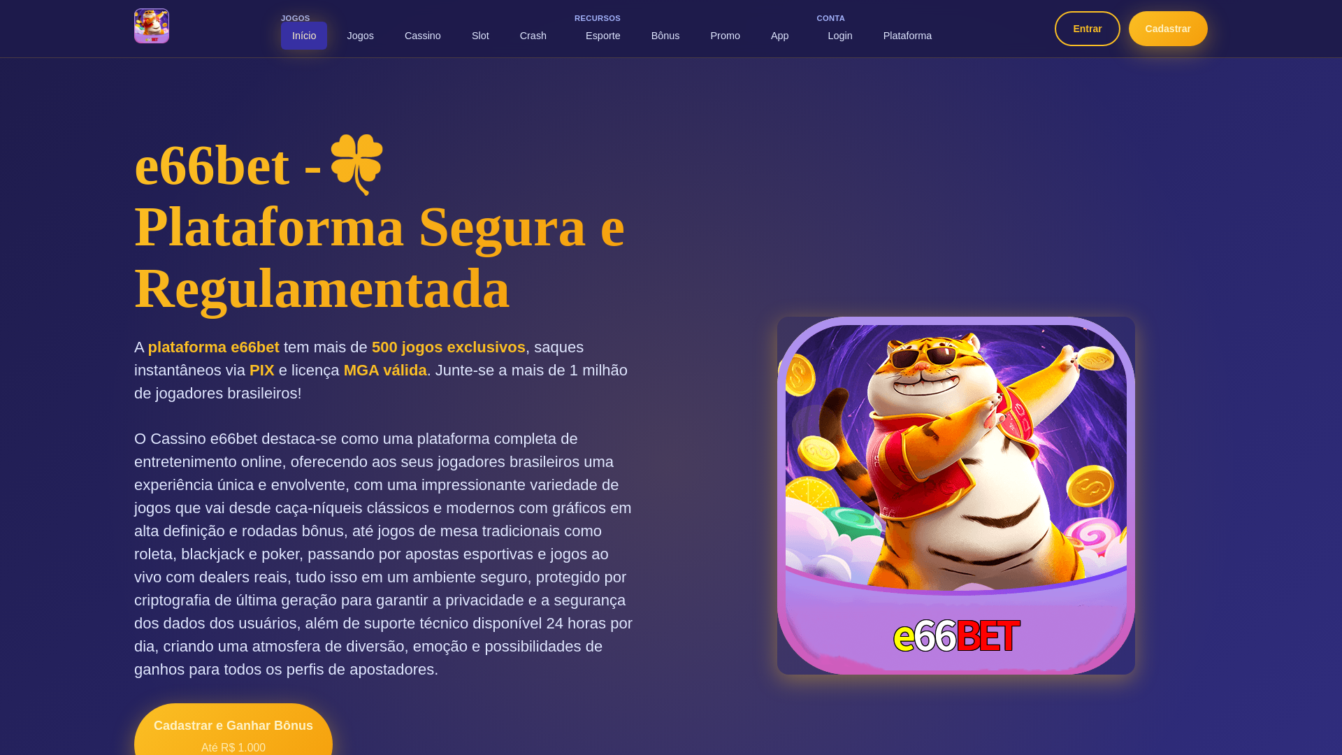 website screenshot of https://e66betavi.com/