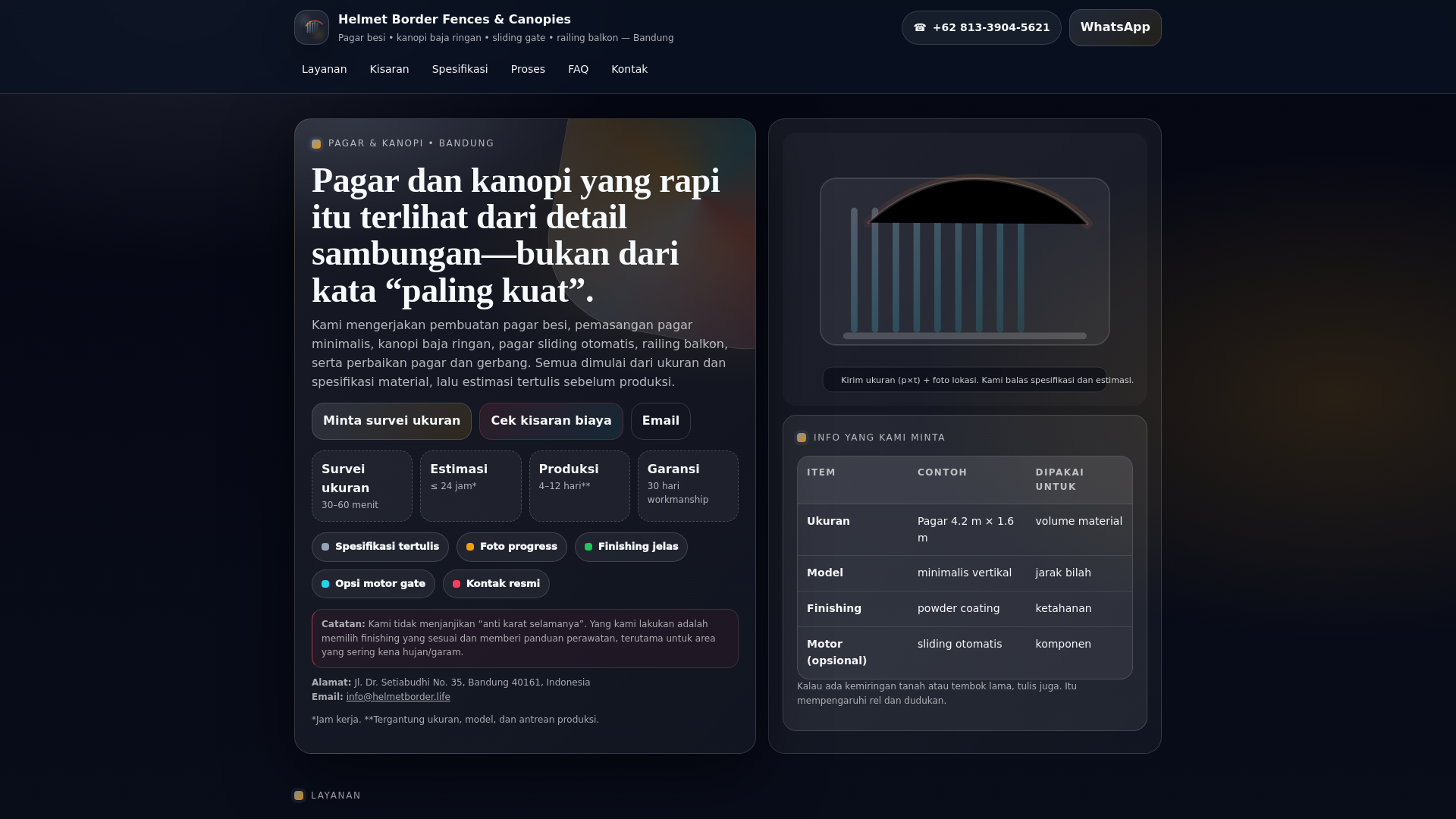 website screenshot of https://helmetborder.life/
