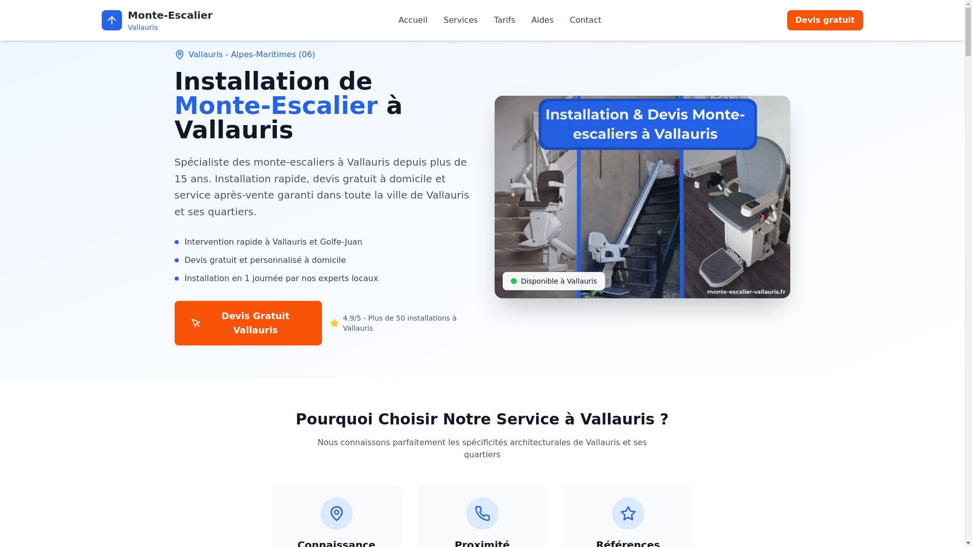 website screenshot of https://monte-escalier-vallauris.fr/
