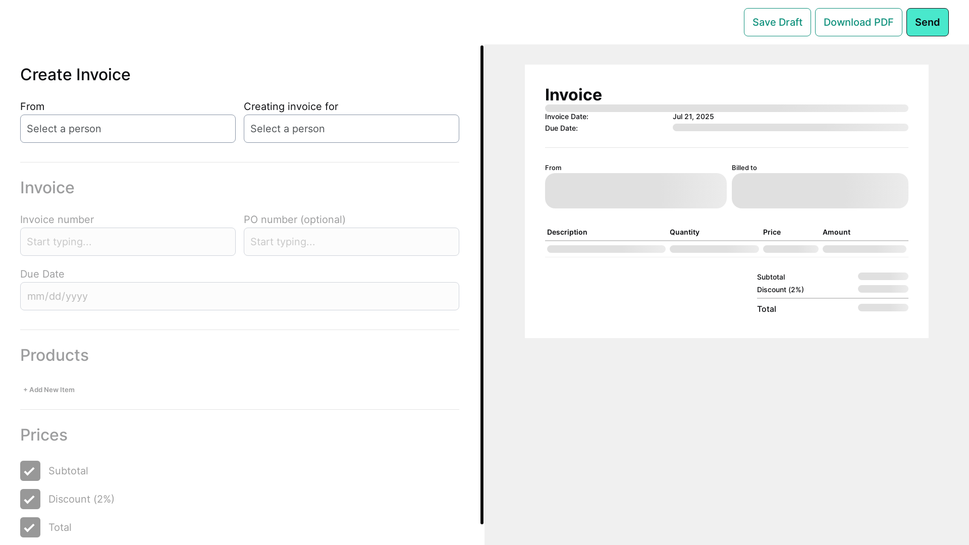 website screenshot of https://vue-invoice-builder.pages.dev/