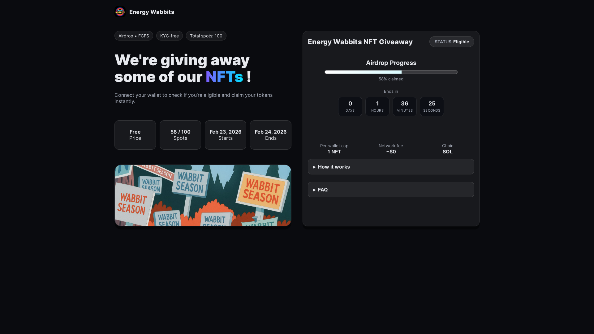 website screenshot of https://energywabbits.xyz/