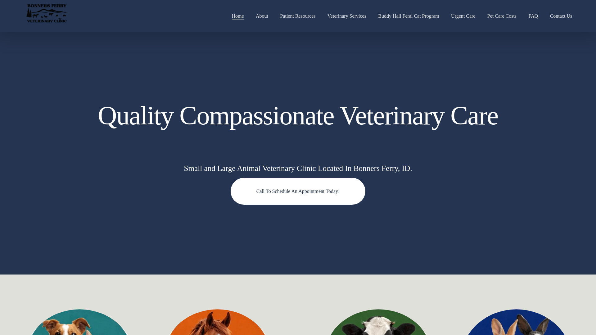 website screenshot of https://bonnersferryveterinaryclinic.com