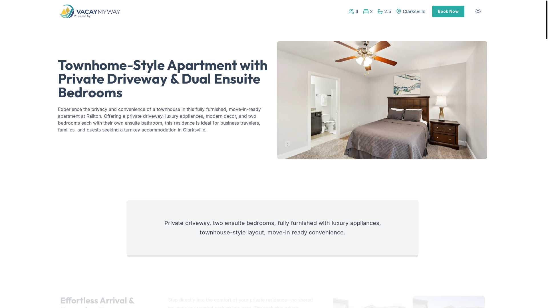 website screenshot of https://clarksvilleensuite.house/