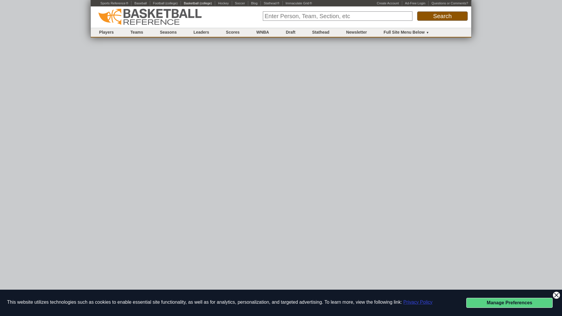 website screenshot of https://www.basketball-reference.com