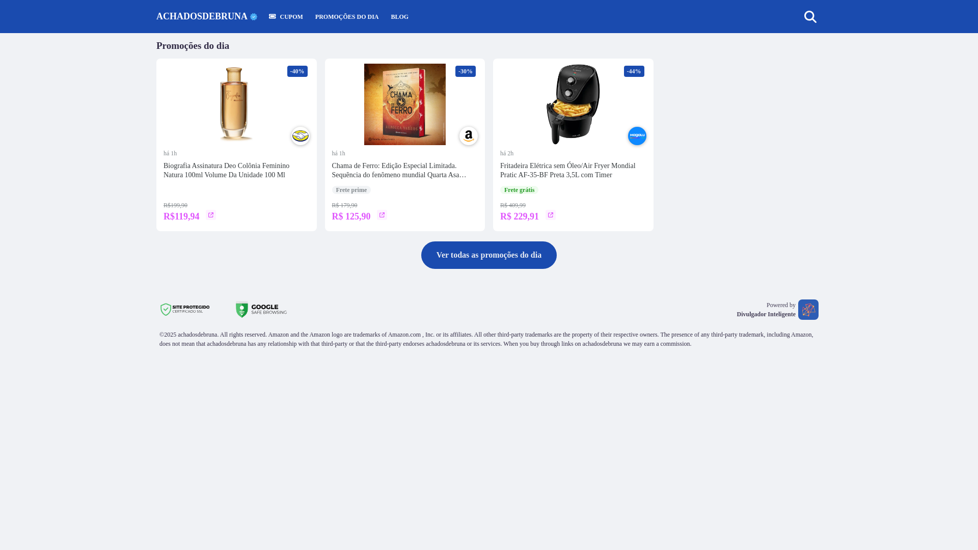 website screenshot of https://achadosdebruna.com/