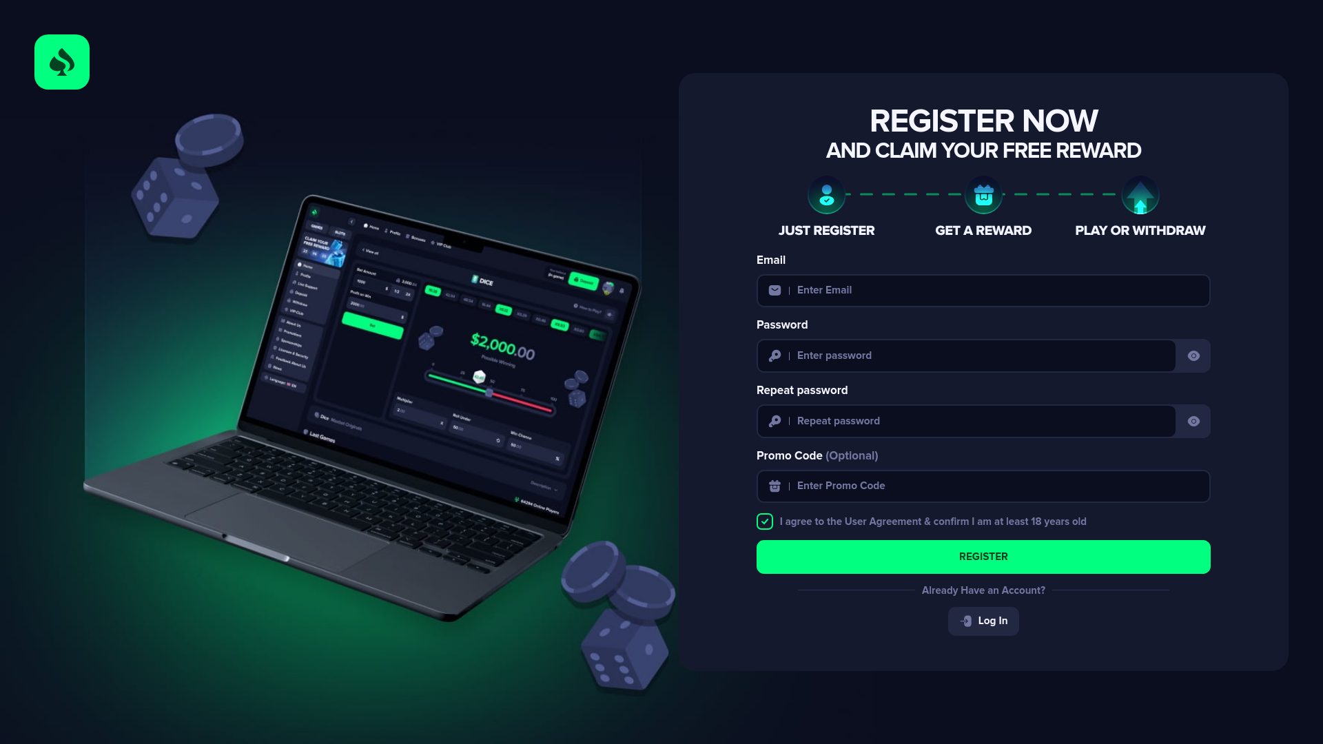 website screenshot of https://stakeus.fun/