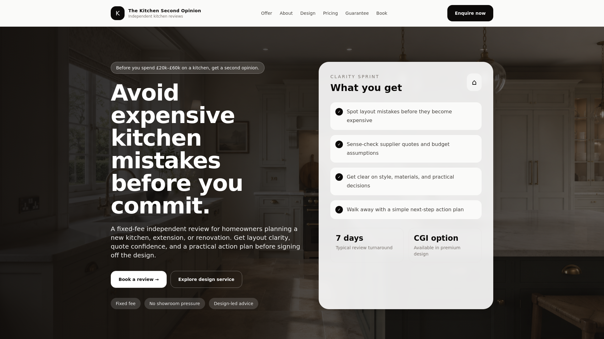 website screenshot of https://kitchensecondopinion.co.uk/