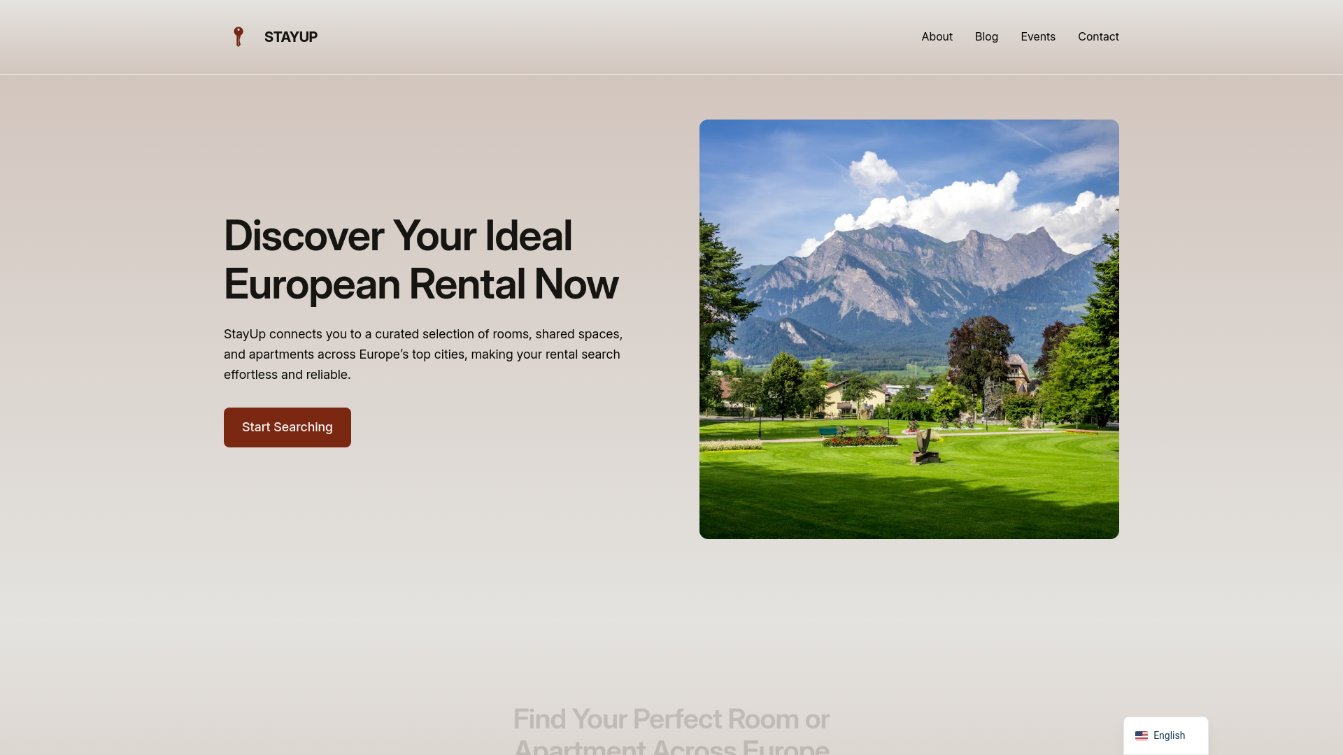 website screenshot of https://stayuprental.com/