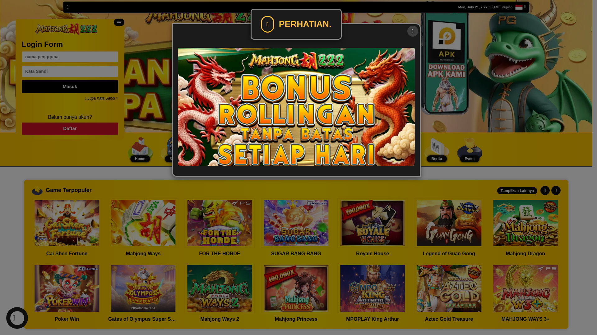 website screenshot of https://mahjong222.website/