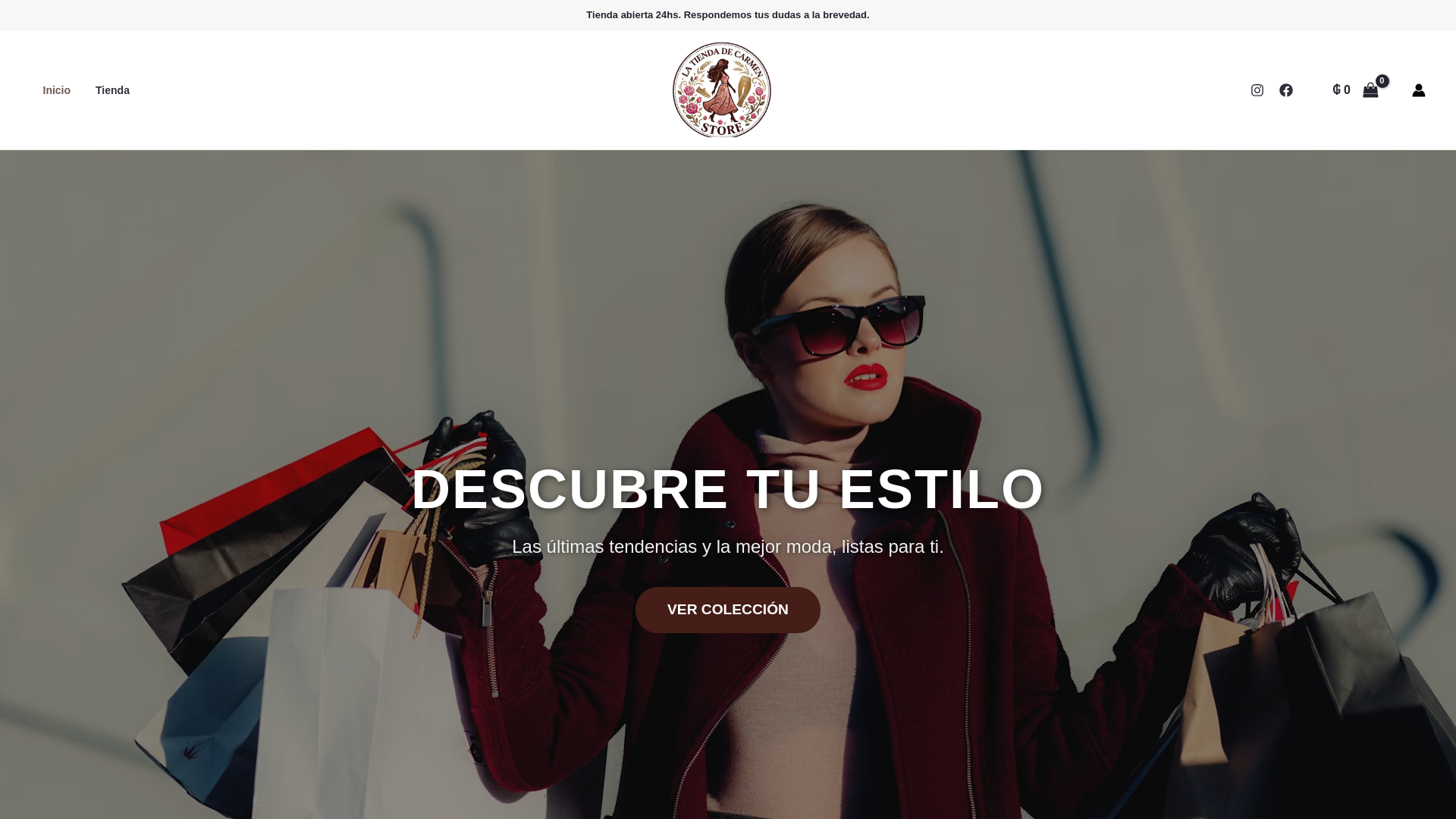 website screenshot of https://latiendadecarmenstore.com