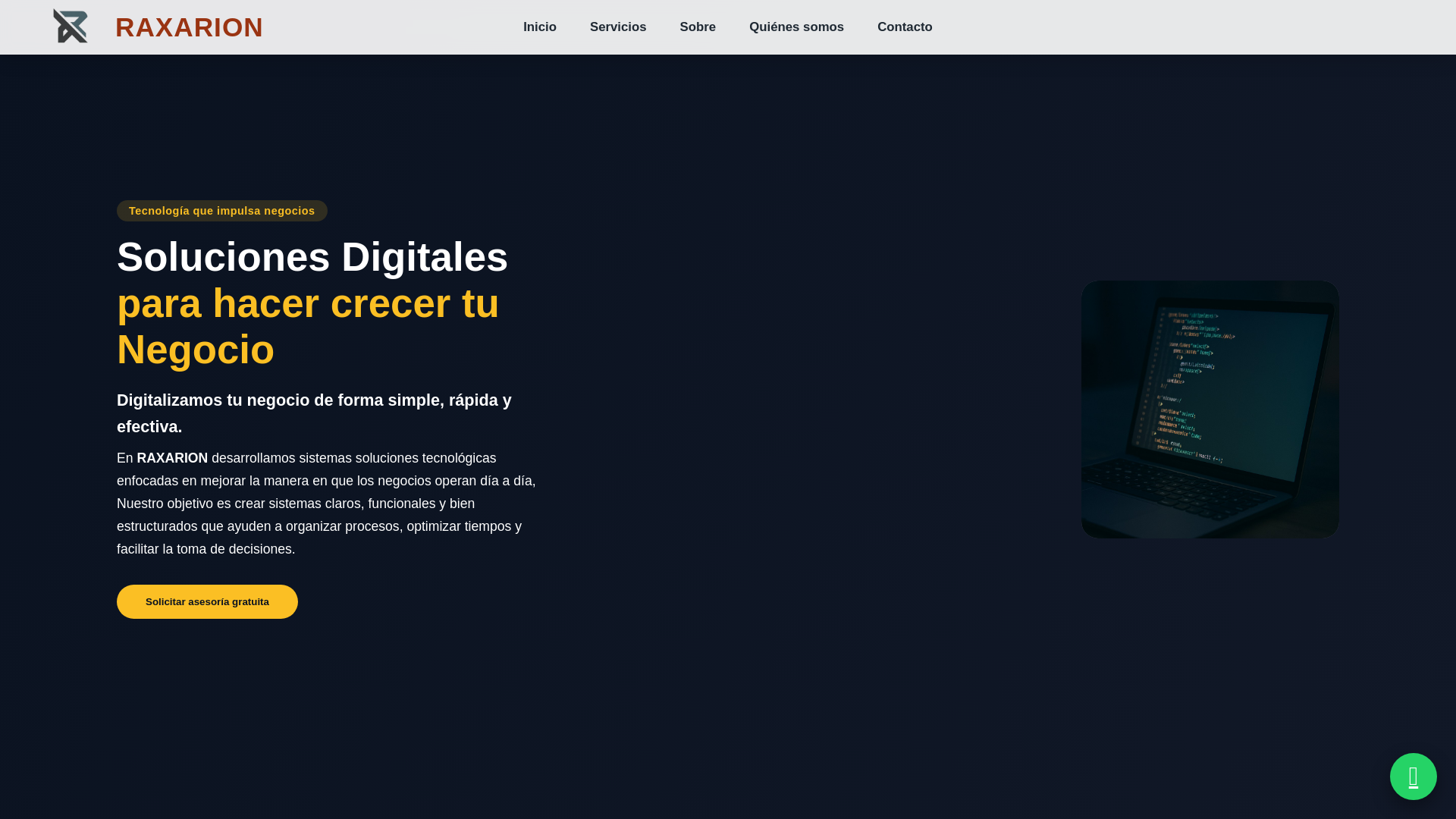 website screenshot of https://raxarion.com/