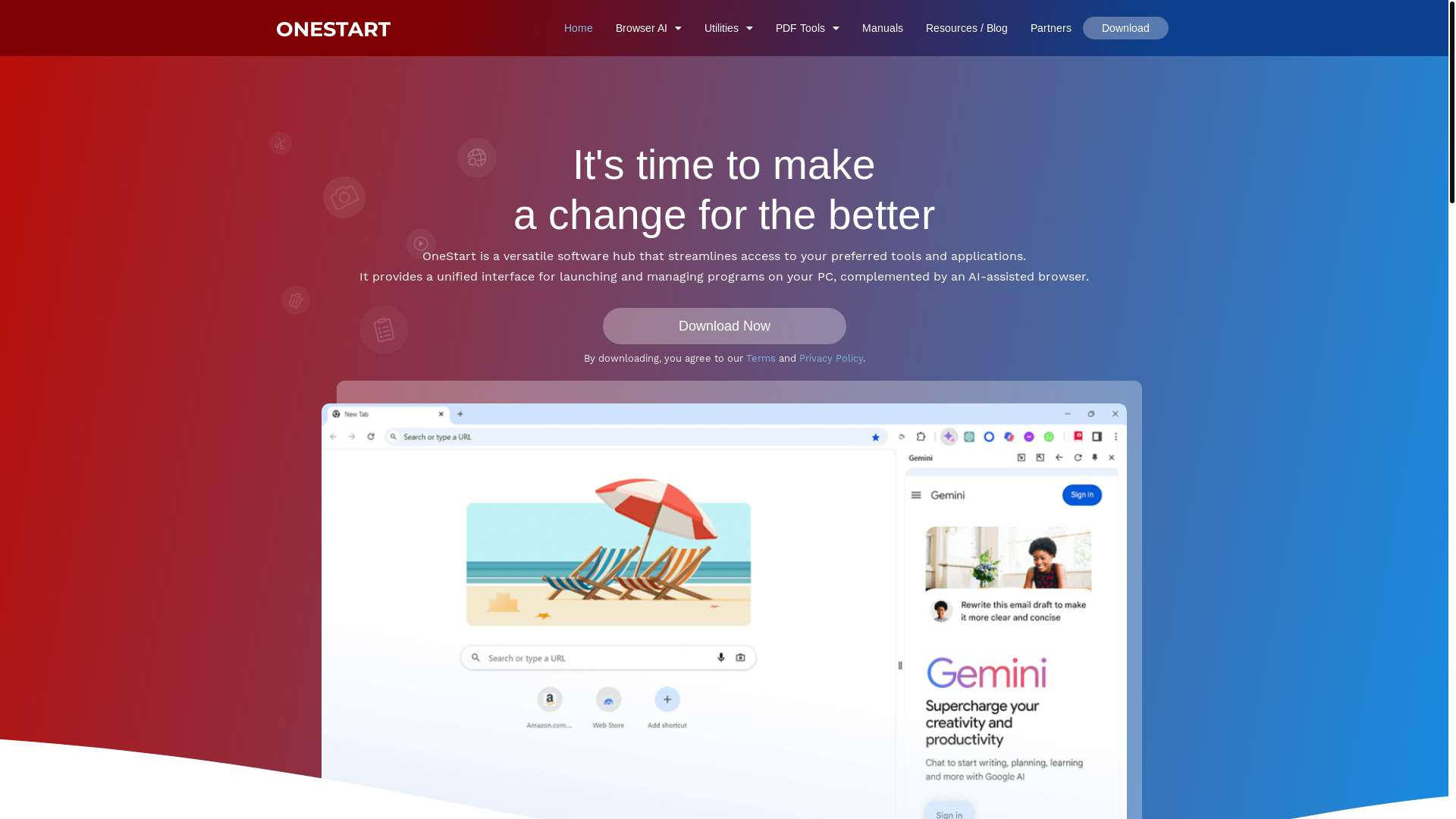 website screenshot of https://onestart.ai/