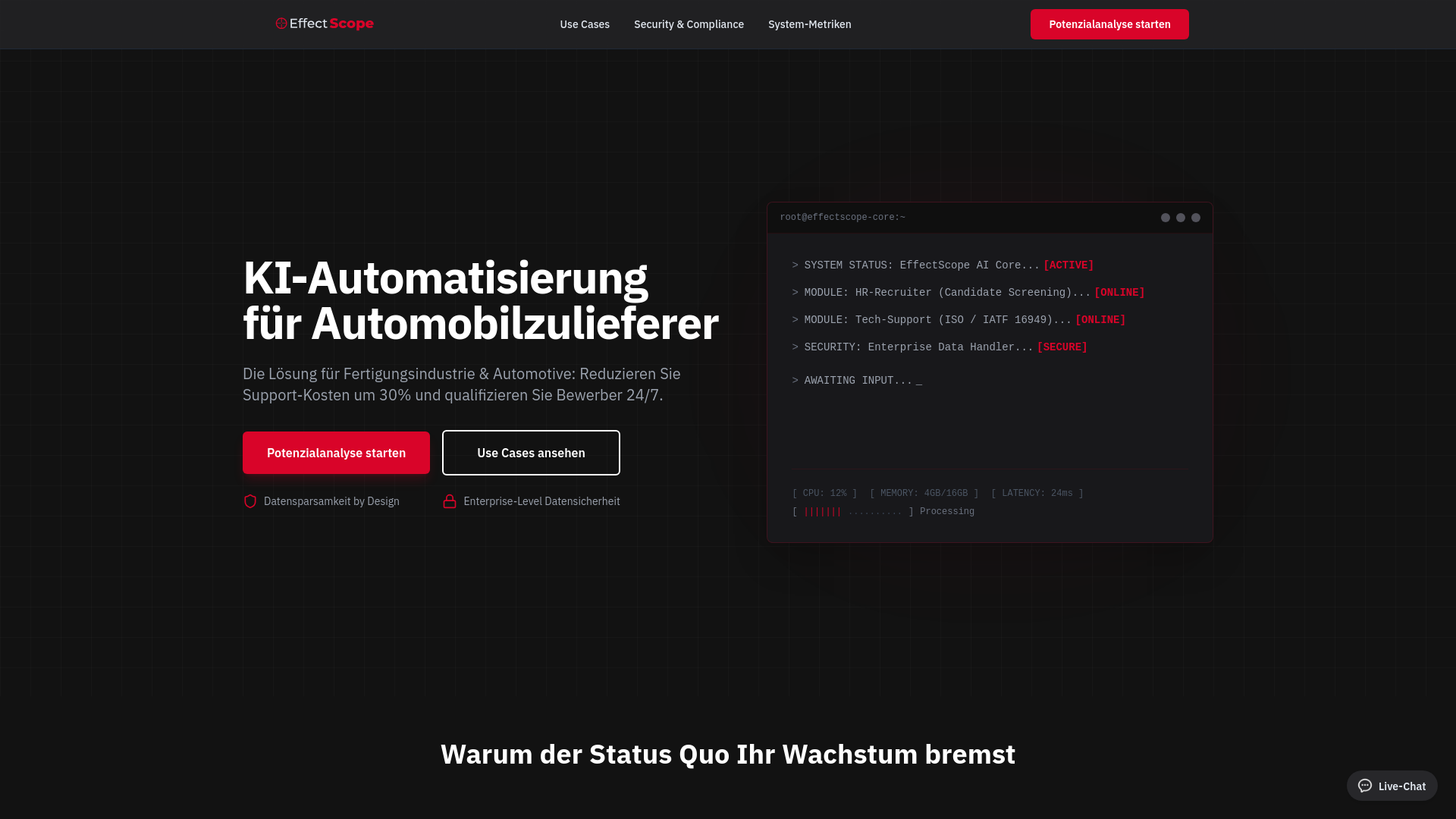 website screenshot of https://effectscope.eu