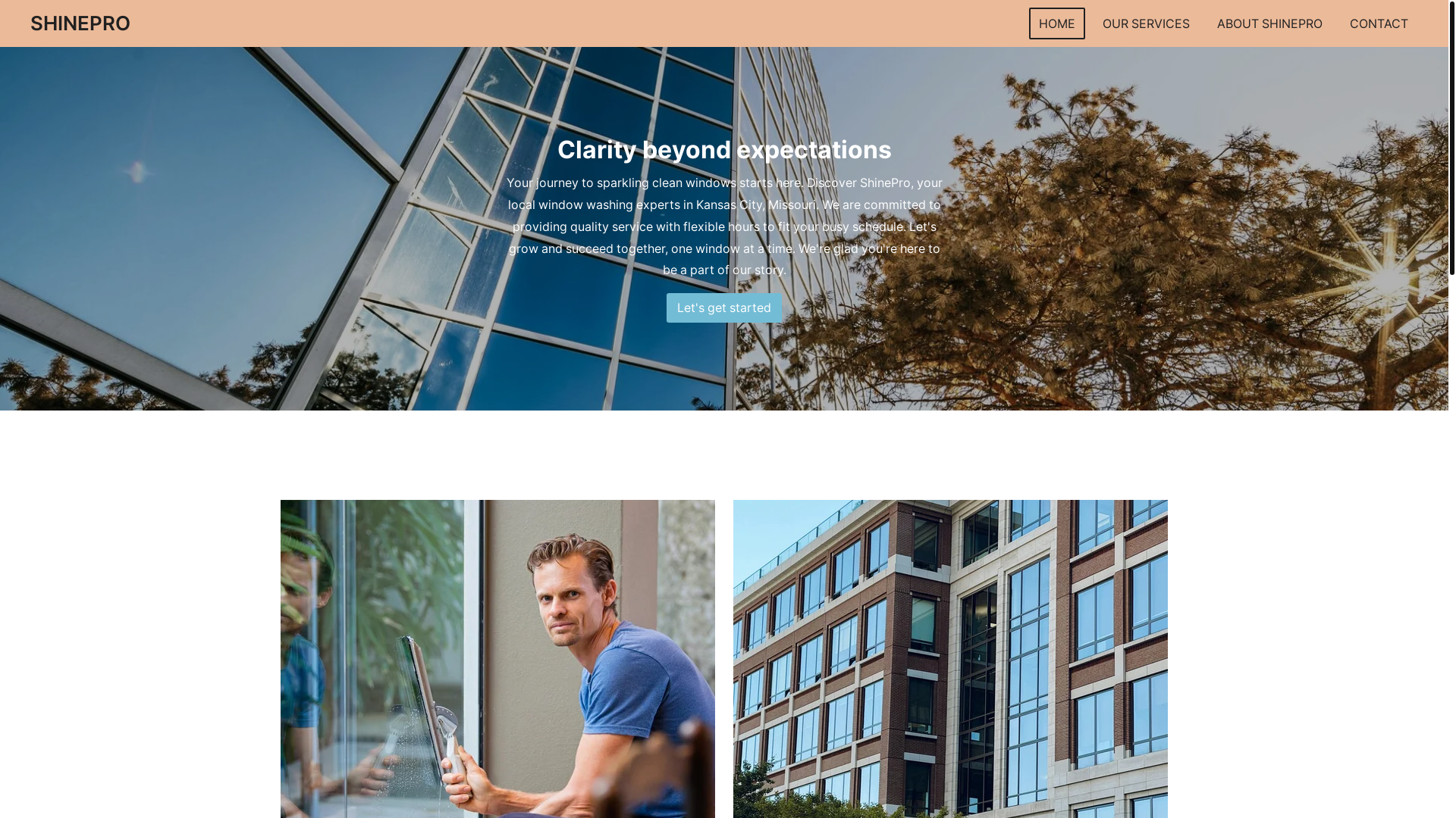 website screenshot of https://shineprokc.com/