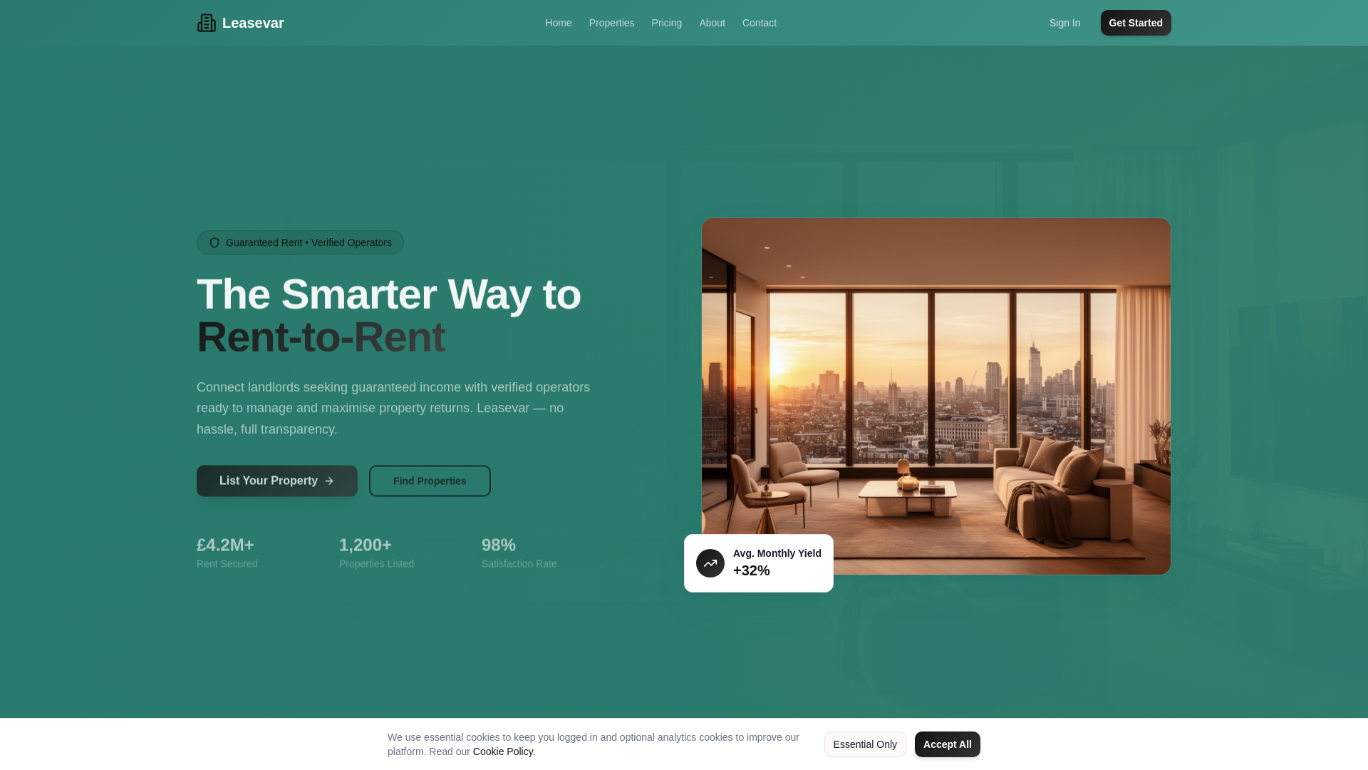 website screenshot of https://leasevar.com/
